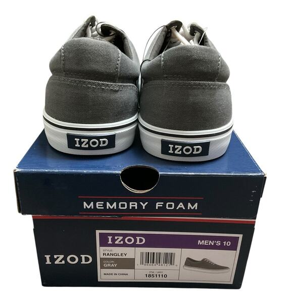 IZOD Men's Canvas Shoes Memory foam Gray Size 10 NIB - Picture 4 of 14